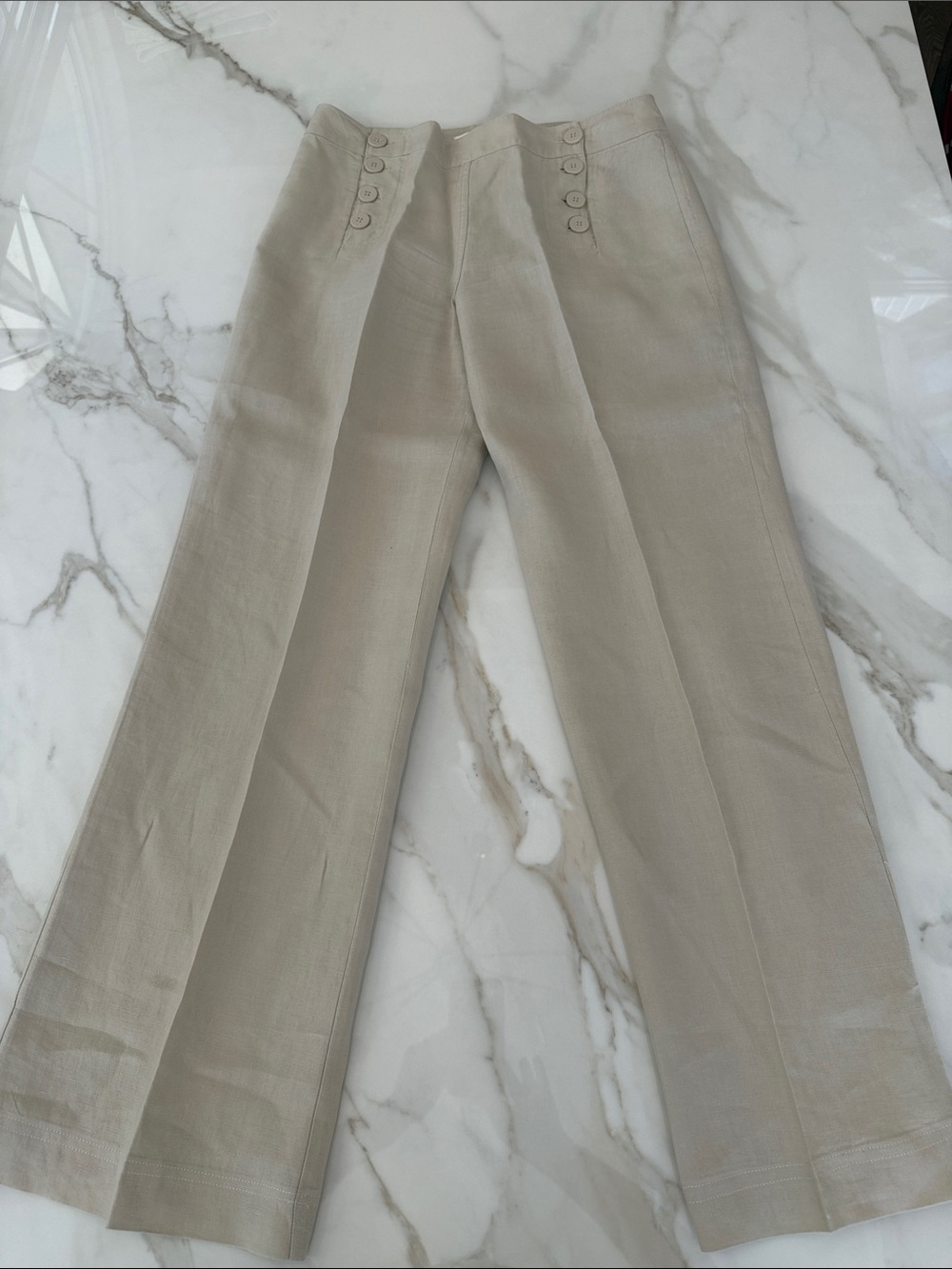 Beige Wide-Leg Women’s Pants